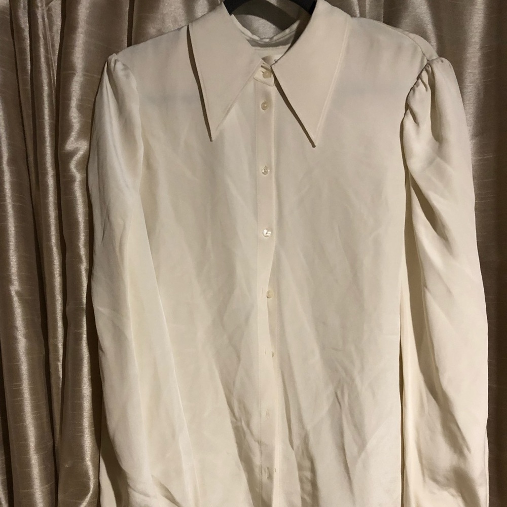 SUISTUDIO 100% silk pointed collar blouse